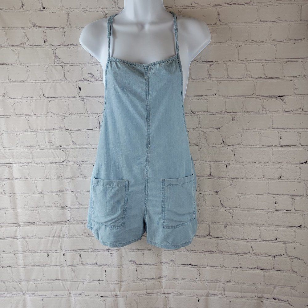 Aerie Bib-Style Romper, Light Blue, sz XS, NWT